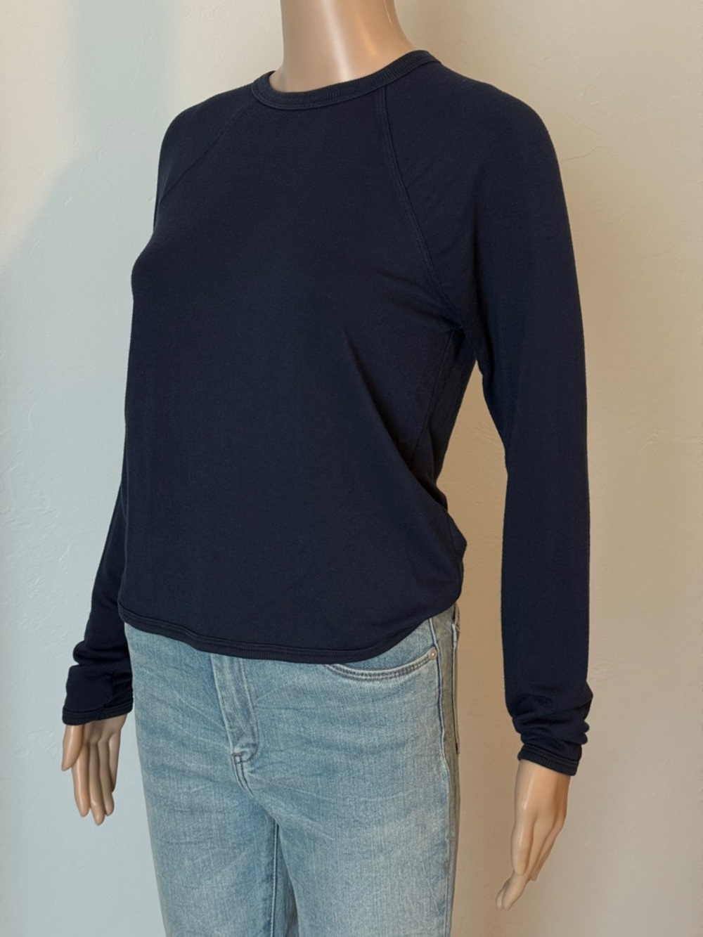 splits59 long sleeve pullover top in navy
